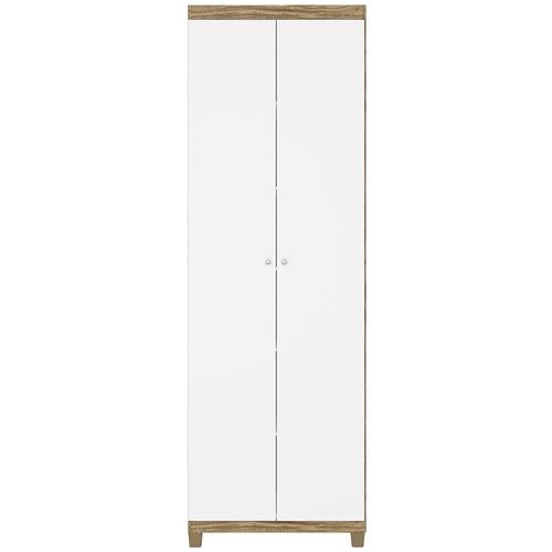 Armário Multiuso Bartira Gigante com 2 Portas e 5 Prateleiras Damasco/Branco Fosco