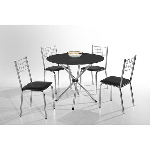 Mesa de Jantar Aço Nobre Letícia Plus com 4 Cadeiras Iris com Assento em Courino