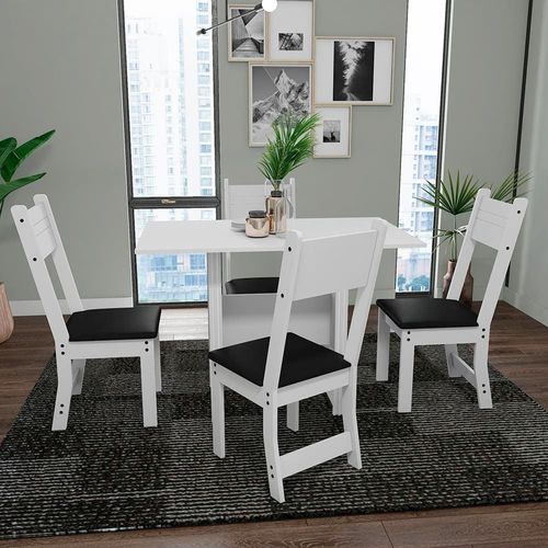 Mesa de Jantar com 4 Cadeiras Indekes Pequi Branco