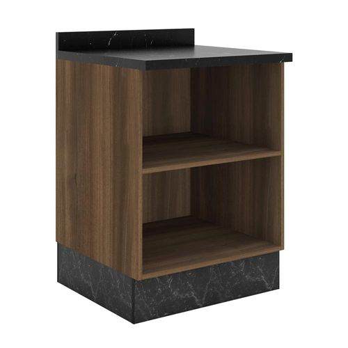 Balcão Bartira Línea com 1 Porta e 1 Prateleira - 60cm de largura Nogueira/Platinum