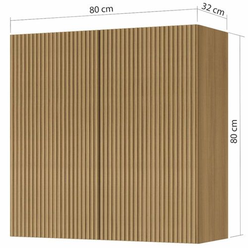 Armário Aéreo Nesher Rainha em MDF 15mm com 2 Portas e 1 Prateleira - 80cm de largura Nature