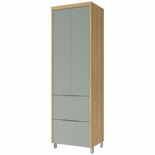 Paneleiro Nesher Marquesa em MDF 15mm com 2 Portas, 2 Gavetas e 3 Prateleiras - 70cm de largura - Nature/Verde