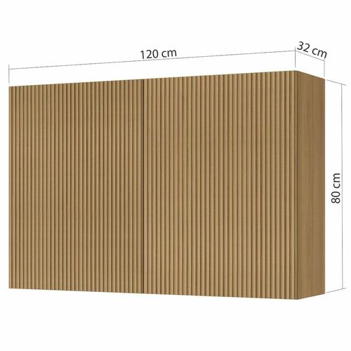 Armário Aéreo Nesher Rainha em MDF 15mm com 2 Portas e 1 Prateleira - 120cm de largura Nature