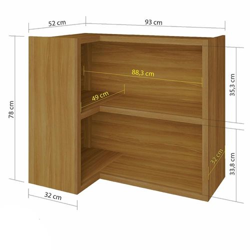 Armário Aéreo de Canto Nesher Baronesa Imperatriz 4 Prateleiras – 93cm