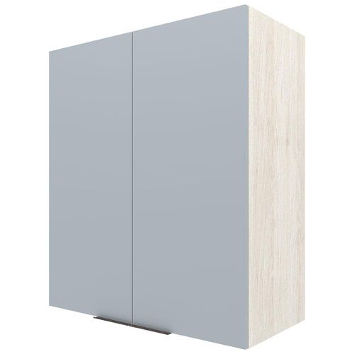 Armário Aéreo Bartira Cristal MDP 15mm com 2 Portas e 2 Prateleiras - 80cm de largura Freixo/Azul Wood