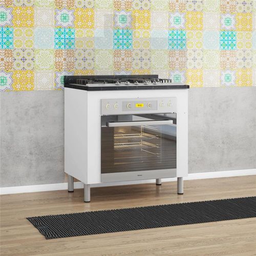Balcão para Forno e Cooktop Bartira Rubi com 5 Bocas - 80,1cm de largura Branco