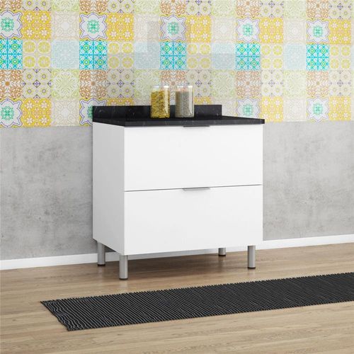 Balcão Duplo Bartira Rubi com 2 Gavetões - 80,1cm de largura Branco