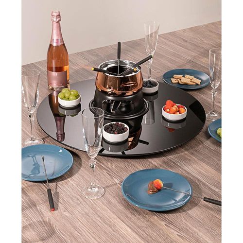 Centro de Mesa Giratório Forma F.Collection em Vidro Preto - 60 cm