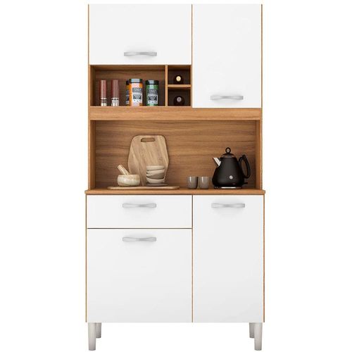 Cozinha Compacta Demóbile Malta com 4 Portas e 1 Gaveta - 91 cm de Largura Amendola/Branco