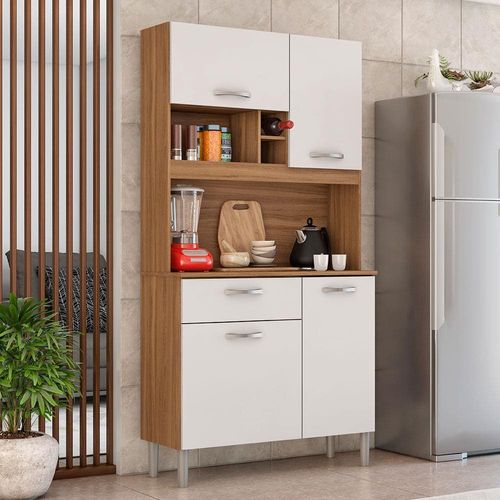 Cozinha Compacta Demóbile Malta com 4 Portas e 1 Gaveta - 91 cm de Largura Amendola/Branco