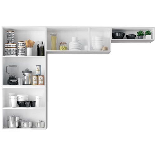 Cozinha Compacta Itatiaia Rose com 7 Portas e 6 Prateleiras - 245cm de largura Branco