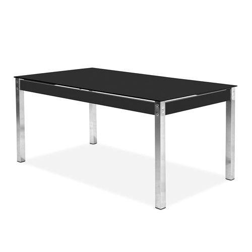 Mesa de Jantar Aço Nobre Cláudia com Tampo Kanon e 6 Cadeiras – Cromado/Preto/Black/Preto