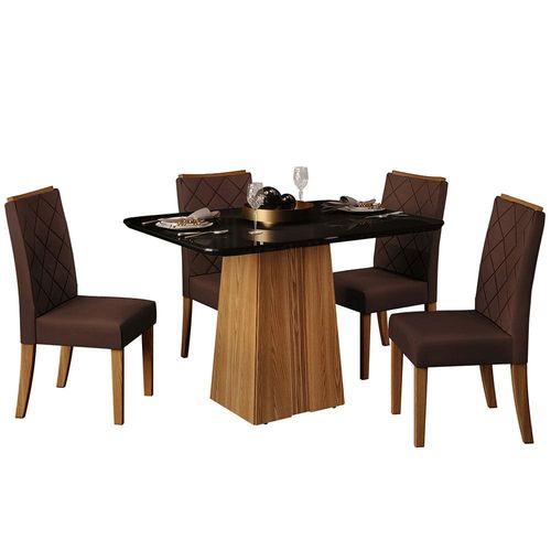 Mesa de Jantar DJ Móveis Raquel Plus com 4 Cadeiras Moca/Ginger