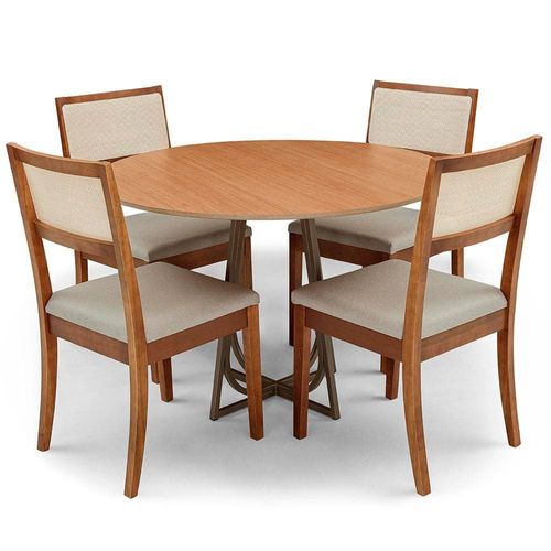 Mesa de Jantar Herval Meriti com 4 Cadeiras Herval Onix - Jequitiba/Chocolate/Marrom