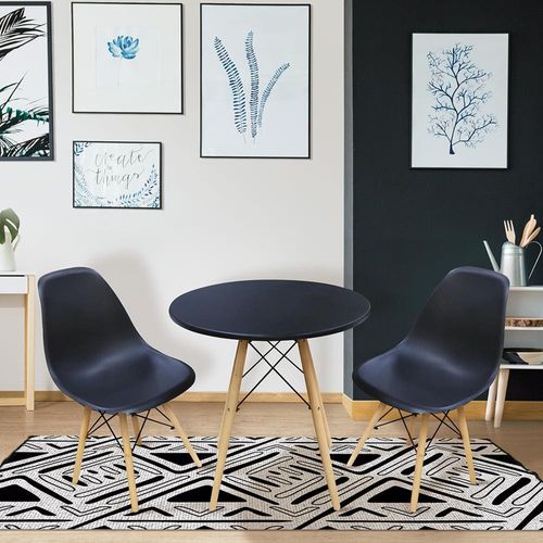 Mesa de Jantar Eames Seat&Co redonda com 2 cadeiras Preta
