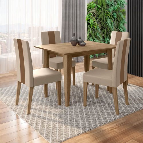 Conjunto Sala de Jantar Mesa com 4 Cadeiras Belle Poliman Carvalho