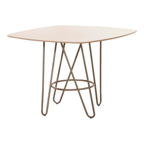 Mesa de Jantar Quadrada Aço Nobre Veneza com 4 Cadeiras Estofadas e Revestidas - Champagne e Off White