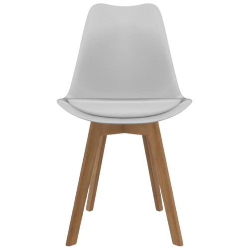 Cadeira de Jantar SeatCo Saarinen PP Wood com Assento Estofado e Revestimento em Courino Branco