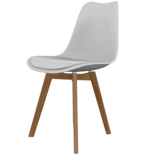 Cadeira de Jantar SeatCo Saarinen PP Wood com Assento Estofado e Revestimento em Courino Branco