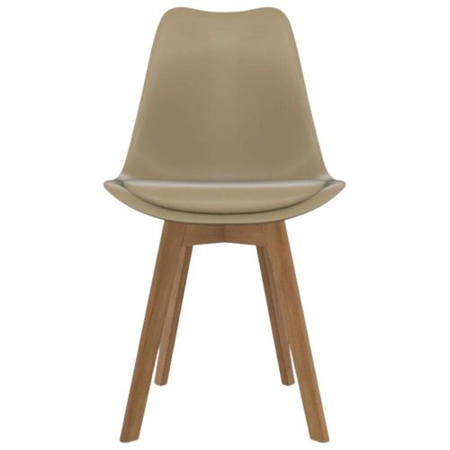 Cadeira de Jantar SeatCo Saarinen PP Wood com Assento Estofado e Revestimento em Courino Nude