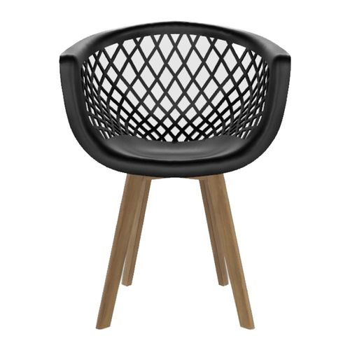 Cadeira de Jantar Web Wood Seat&Co com pés em Madeira Preto