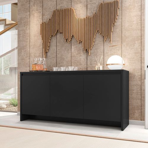Buffet Casa D Madrid MDF e MDP com 3 Portas e 3 Prateleiras Preto