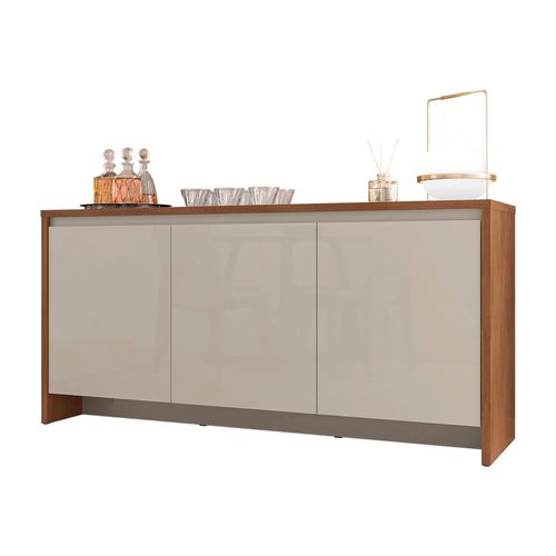 Buffet Casa D Madrid MDF e MDP com 3 Portas e 3 Prateleiras Off White e Cedro