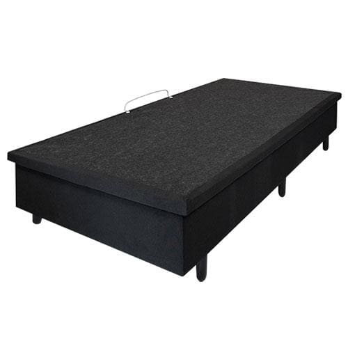 Base Box para Colchão de Solteiro MGA Lift Cotton com Baú e Pistão à Gás - 39x88x188cm Preto