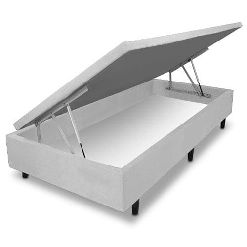 Base Box para Colchão de Solteirão MGA Lift Cotton com Baú e Pistão à Gás - 39x96x203cm Cinza