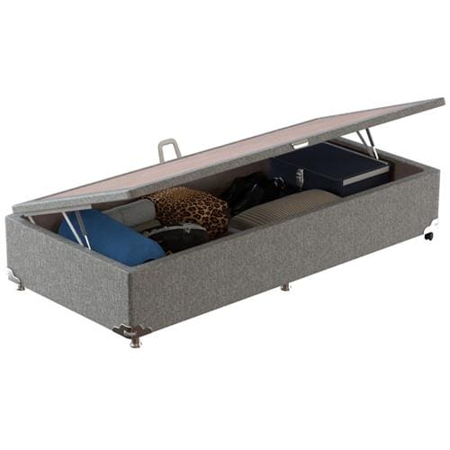 Base Box para Colchão de Solteiro Probel com Baú Universal 34x88x188cm Cinza
