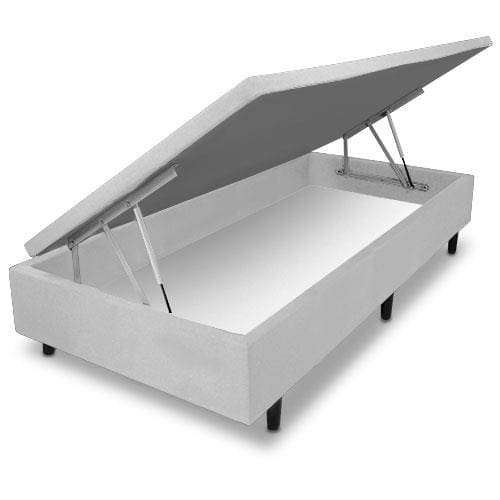 Base Box para Colchão de Solteiro MGA Lift Cotton com Baú e Pistão à Gás - 39x88x188cm Cinza