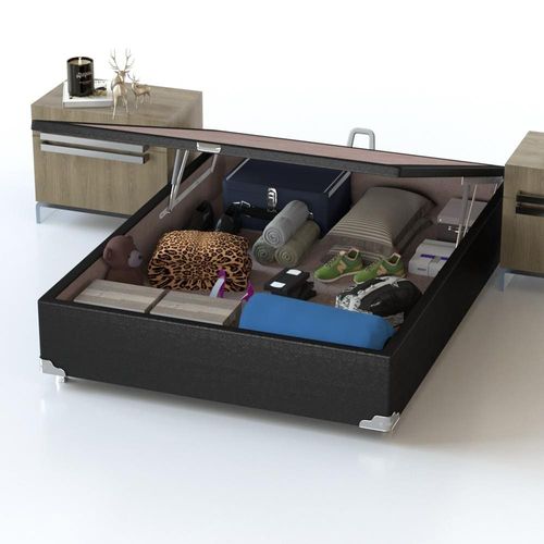 Base Box para Colchão de Casal Probel Classic com Baú 40x138x188cm - Preto