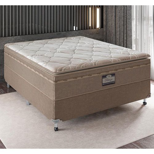 Cama Box de Casal Portobel Potenza Platinum com Molas LFK e Pillow Top 74x138x188cm - Bege Claro