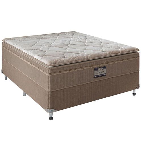 Cama Box de Casal Portobel Potenza Platinum com Molas LFK e Pillow Top 74x138x188cm - Bege Claro