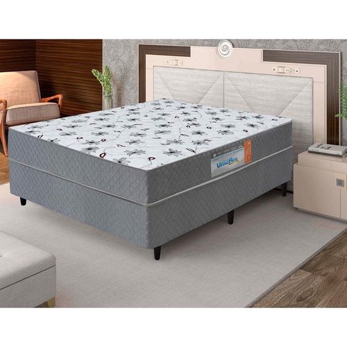Cama Box Conjugado Casal Umaflex Verona com Molas Ensacadas 59x138x188 cm - Cinza/Branca