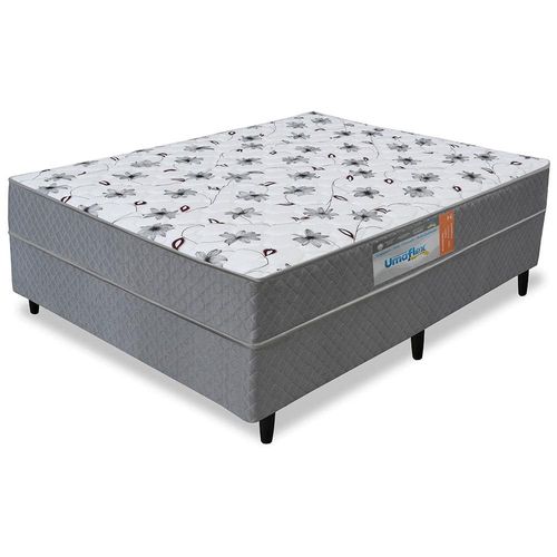 Cama Box Conjugado Casal Umaflex Verona com Molas Ensacadas 59x138x188 cm - Cinza/Branca