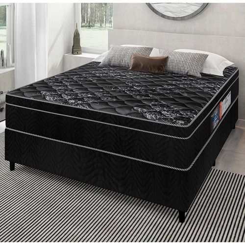 Cama Box de Casal Portobel Diplomata Orthopedic com Espuma D-33 65x138x188 cm - Preto