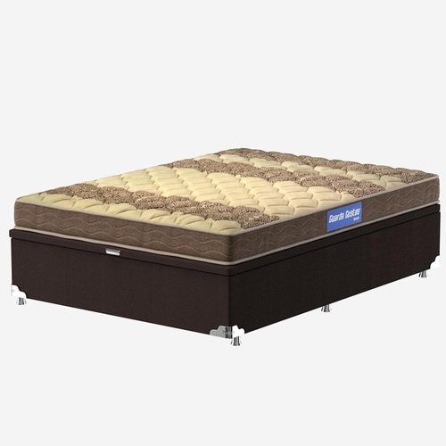 Cama Box de Casal Probel Guarda Costas Espuma D33 com Box Baú Probel Universal 54x138x188cm - Bege/Marrom