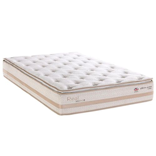 Cama Box Casal Herval MaxSpring com Pillow Inn, Molas MaxSpring 56x138x188 cm - Bege/Branco