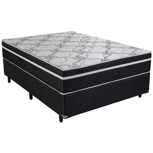 Cama Box Casal Biflex Lyon com Pillow Inn e Molas Ensacadas 70 x 138 x 188cm - Branco/Preto