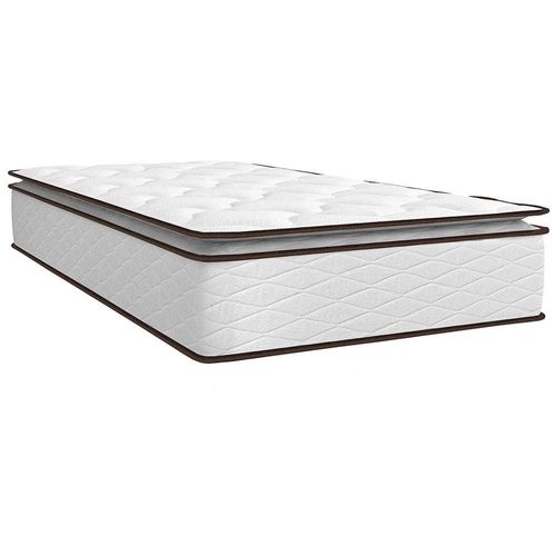 Colchão de Solteiro Umaflex New Itália com Molas Ensacadas e Pillow Top D26 - 25x88x188cm - Branco/Marrom