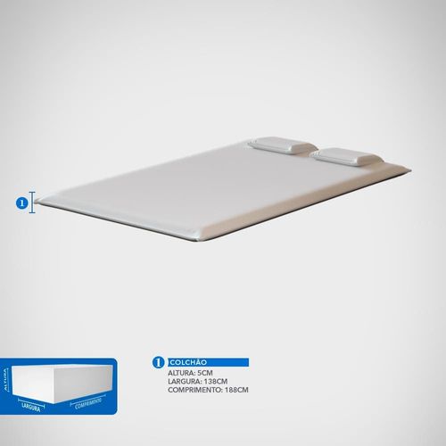Colchonete de Casal Probel Guarda Costas Espuma D20 com Travesseiro 5x138x188cm - Branco/Azul