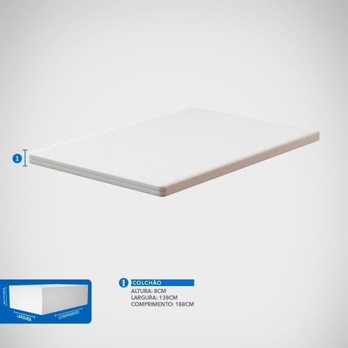 Colchonete de Casal Probel Guarda Costas Espuma D20 com Fitim 8x138x188cm - Preto