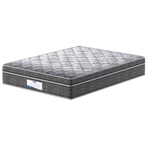 Colchão de Casal Probel Village D28 com Molas Ensacadas e Pillow Euro 30x138x188cm - Branco/Preto
