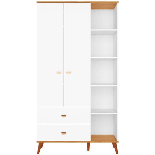 Guarda-Roupa Infantil Bartira Ternura com 5 Nichos, 2 Portas, 2 Gavetas e 106,8 cm de Largura Branco Wood