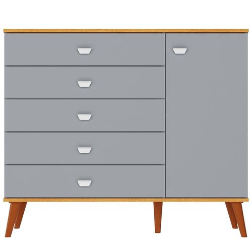 Cômoda Infantil Bartira Ternura com 5 Gavetas e 1 Porta, com 106,8 cm de Largura Azul Wood