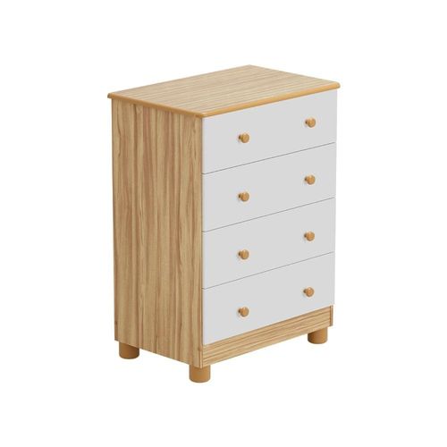 Cômoda Infantil Peroba Duda Plus com 4 Gavetas e 65,1 cm de Largura Branco e Amêndoa