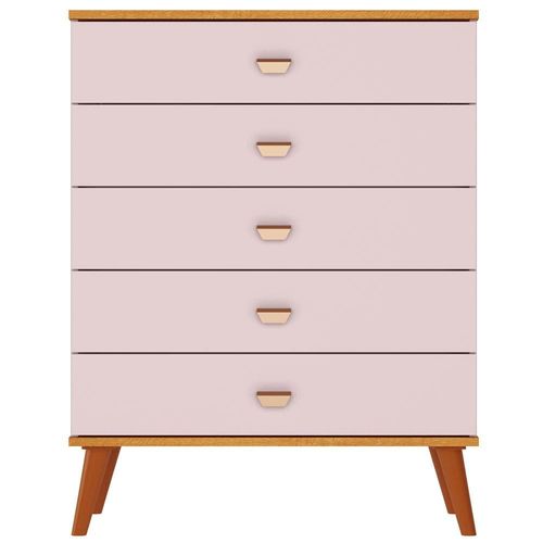 Cômoda Infantil Bartira Ternura com 5 Gavetas e 70,8 cm de Largura Rosa Wood