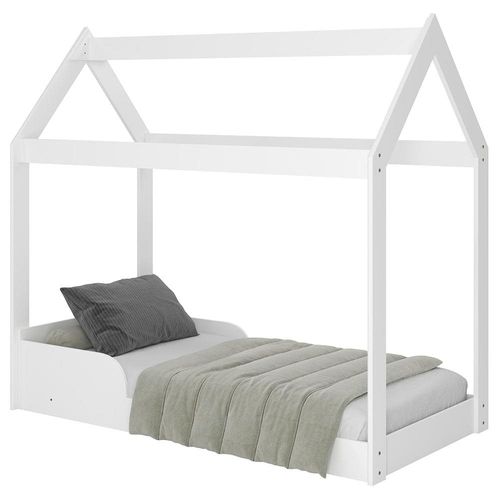 Cama Infantil Barreto Montessoriana Encanto com Tenda e Grade de Proteção - Branco