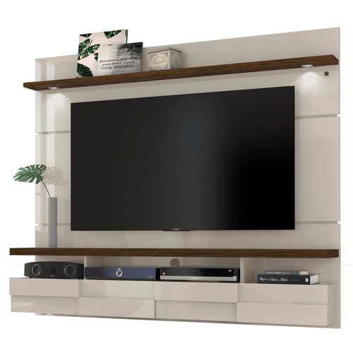 Bancada Suspensa com Painel Madetec Lana com 1,82 cm de Largura, Ideal para TV de Até 60” Off White/Savana